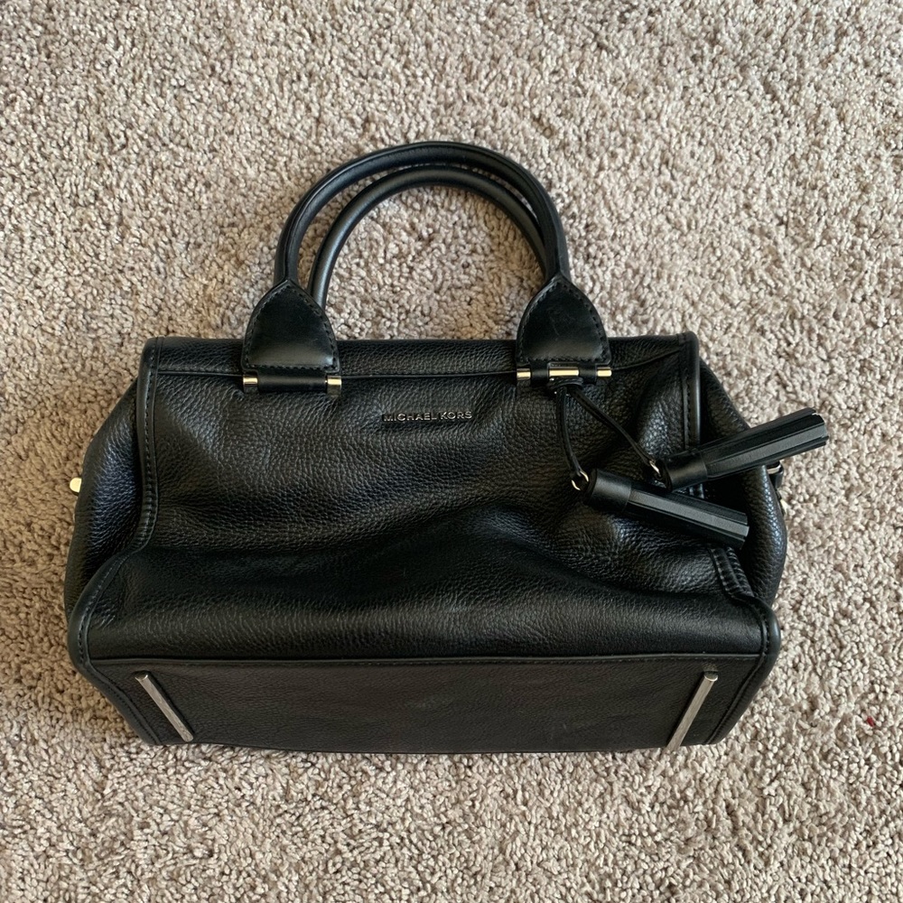 Michael Kors Black Leather Purse with Silver Hardware